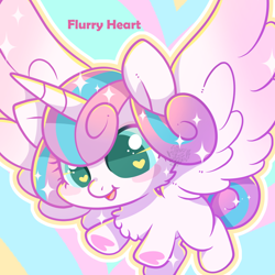 Size: 800x800 | Tagged: safe, artist:snow angel, character:princess flurry heart, species:alicorn, species:pony, baby, baby pony, chest fluff, cute, female, filly, flurrybetes, flying, foal, heart, heart eyes, hoof heart, solo, sparkles, underhoof, wingding eyes
