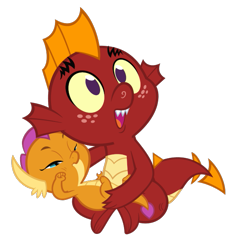 Size: 591x638 | Tagged: safe, artist:queencold, character:garble, character:smolder, species:dragon, baby, baby dragon, baby garble, baby smolder, brother and sister, cute, dragoness, duo, female, gardorable, male, siblings, simple background, smolderbetes, transparent background, younger