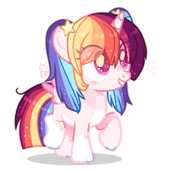 Size: 826x842 | Tagged: safe, artist:elementbases, artist:sugaryicecreammlp, base used, oc, oc only, oc:astral star, parent:rainbow dash, parent:twilight sparkle, parents:twidash, species:alicorn, species:pony, eye clipping through hair, female, filly, magical lesbian spawn, next generation, offspring, rainbow hair, raised hoof, simple background, solo, transparent background