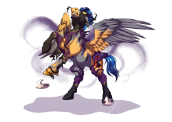 Size: 1058x755 | Tagged: safe, artist:lupiarts, oc, oc:dusk weaver, species:pony, corrupted, shadowbolts, symbiote, transformation
