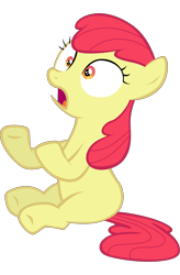 Size: 4945x7556 | Tagged: safe, artist:tardifice, edit, editor:slayerbvc, character:apple bloom, species:earth pony, species:pony, accessory-less edit, female, filly, missing accessory, shocked, simple background, solo, transparent background, vector, vector edit