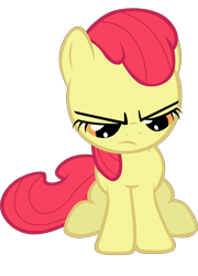 Size: 4513x6282 | Tagged: safe, artist:tardifice, edit, editor:slayerbvc, character:apple bloom, species:earth pony, species:pony, accessory-less edit, female, filly, grumpy, looking down, missing accessory, simple background, solo, transparent background, vector, vector edit