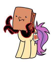 Size: 650x750 | Tagged: safe, artist:paperbagpony, oc, oc only, oc:paper bag, species:pony, fake cutie mark, female, pentagram, simple background, tentacles, white background