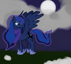 Size: 1876x1700 | Tagged: safe, artist:theshadowstone, character:princess luna, clothing, female, scarf, solo
