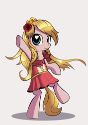 Size: 4617x6517 | Tagged: safe, artist:gsphere, artist:midwestbrony, species:pony, nation ponies, absurd resolution, bipedal, crown, female, flower, flower in hair, heart eyes, jewelry, mare, ponified, regalia, simple background, solo, standing, standing on one leg, switzerland, wingding eyes