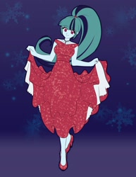 Size: 1909x2479 | Tagged: safe, artist:rileyav, character:sonata dusk, my little pony:equestria girls, clothing, cute, dress, female, high heels, jewelry, looking at you, necklace, no pupils, shoes, snow, snowflake, solo, sonatabetes