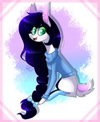 Size: 2233x2737 | Tagged: safe, artist:sugaryicecreammlp, oc, oc:naomi, species:earth pony, species:pony, clothing, deer tail, female, mare, solo, sweater