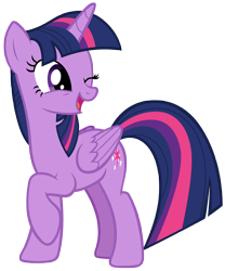 Size: 5524x6637 | Tagged: safe, artist:andoanimalia, character:twilight sparkle, character:twilight sparkle (alicorn), species:alicorn, species:pony, episode:the ending of the end, g4, my little pony: friendship is magic, cute, cutie mark, female, mare, one eye closed, open mouth, raised hoof, simple background, solo, transparent background, twiabetes, vector, wink