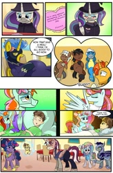 Size: 724x1103 | Tagged: safe, artist:candyclumsy, commissioner:bigonionbean, writer:bigonionbean, oc, oc:candy clumsy, oc:heartstrong flare, oc:king speedy hooves, oc:princess healing glory, oc:princess mythic majestic, oc:princess sincere scholar, oc:queen galaxia, oc:tommy the human, species:alicorn, species:human, species:pegasus, species:pony, comic:nightmare pulsar, alicorn oc, aunt and nephew, belly, big belly, blushing, canterlot, canterlot castle, clothing, comic, costume, cutie mark, dialogue, dining room, female, flashback, full, fusion, fusion: princess healing glory, fusion:heartstrong flare, fusion:king speedy hooves, fusion:princess mythic majestic, fusion:princess sincere scholar, fusion:queen galaxia, grooming, guard, hair bun, halloween, holiday, human oc, husband and wife, implied discord, implied discoshy, implied shipping, implied straight, jewelry, love letter, magic, magician outfit, male, nerd pony, nightmare night, overalls, preening, random pony, regalia, scroll, shadowbolts costume, sick, sleeping, stallion, stuffed, thought bubble