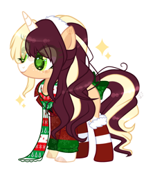 Size: 2137x2419 | Tagged: safe, artist:sugaryicecreammlp, oc, oc:cherry berry, species:pony, species:unicorn, bow, clothing, female, freckles, mare, scarf, simple background, socks, solo, tail bow, transparent background, unmoving plaid, wingding eyes