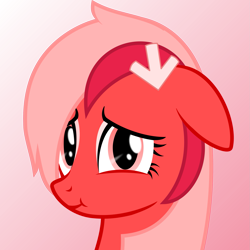 Size: 1871x1871 | Tagged: safe, artist:arifproject, oc, oc only, oc:downvote, derpibooru, derpibooru ponified, bust, cute, gradient background, meta, ponified, solo, vector