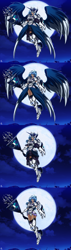 Size: 2000x7020 | Tagged: safe, artist:mauroz, character:princess luna, species:human, armor, cloud, dark skin, female, full moon, high res, horn, horned humanization, humanized, moon, night, sky, solo, winged humanization, wings