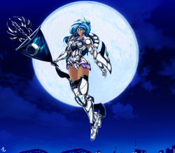 Size: 4150x3642 | Tagged: safe, artist:mauroz, character:princess luna, species:human, female, full moon, humanized, moon, solo