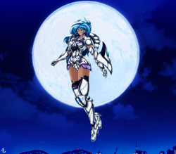 Size: 4150x3642 | Tagged: safe, alternate version, artist:mauroz, character:princess luna, species:human, female, full moon, humanized, moon, solo