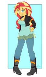 Size: 2600x4300 | Tagged: safe, artist:notenoughapples, character:sunset shimmer, my little pony:equestria girls, clothing, female, jacket, leather jacket, pigeon toed, simple background, solo