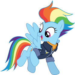 Size: 4228x4244 | Tagged: safe, alternate version, artist:illumnious, character:rainbow dash, species:pegasus, species:pony, episode:the last problem, g4, my little pony: friendship is magic, absurd resolution, clothing, female, mare, older, older rainbow dash, open mouth, simple background, solo, transparent background, uniform