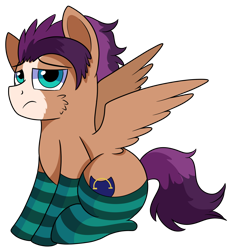 Size: 1280x1387 | Tagged: safe, artist:rainbowtashie, commissioner:bigonionbean, writer:bigonionbean, character:flash sentry, character:trouble shoes, oc, oc only, oc:fast hooves, species:earth pony, species:pegasus, species:pony, clothing, clydesdale, cutie mark, fusion, fusion:fast hooves, male, meme, seductive pose, socks, solo, stallion, striped socks, sultry pose, unamused