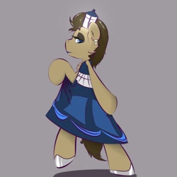 Size: 1000x1000 | Tagged: dead source, safe, artist:kryptchild, character:doctor whooves, character:time turner, clothing, crossdressing, dress, earring, eyeshadow, hourglass, makeup, male, shoes, tardis, trap