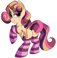 Size: 1280x1303 | Tagged: safe, artist:rainbowtashie, commissioner:bigonionbean, character:apple bloom, character:dinky hooves, character:scootaloo, character:sweetie belle, oc, oc:princess young heart, species:alicorn, species:pegasus, species:pony, adorable face, alicorn oc, alicorn princess, butt, clothing, cute, cutie mark, cutie mark crusaders, dat butt, flank, fusion, fusion:princess young heart, meme, plot, seductive pose, socks, striped socks, sultry pose, the ultimate cutie mark crusader, thicc ass