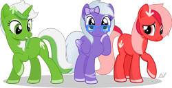 Size: 4500x2308 | Tagged: safe, artist:arifproject, oc, oc only, oc:comment, oc:downvote, oc:upvote, species:earth pony, species:pegasus, species:pony, species:unicorn, derpibooru, derpibooru ponified, cute, glasses, hairclip, meta, ponified, raised hoof, ribbon, simple background, transparent background, vector