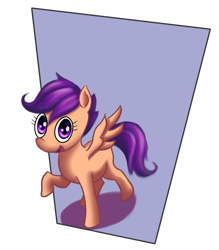 Size: 1400x1600 | Tagged: dead source, safe, artist:ninjaham, character:scootaloo, species:pegasus, species:pony, g4, female, filly, happy, raised hoof, simple background, solo, transparent background