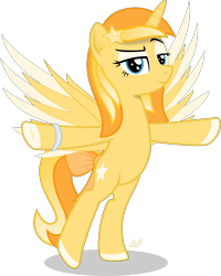 Size: 2350x2939 | Tagged: safe, artist:arifproject, oc, oc:favourite, species:alicorn, species:pony, derpibooru, derpibooru ponified, alicorn oc, bipedal, bracelet, jewelry, meta, ponified, simple background, solo, spread wings, standing, t pose, transparent background, wings
