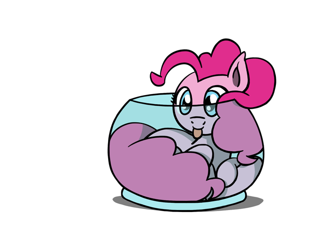 Size: 648x486 | Tagged: safe, artist:flutterluv, character:pinkie pie, species:earth pony, species:pony, animated, cup, cup of pony, cute, diapinkes, female, fishbowl, gif, if i fits i sits, micro, ponified animal photo, ponified animal video, solo, tongue out