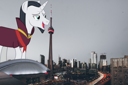 Size: 1920x1280 | Tagged: safe, artist:illumnious, artist:jerryakiraclassics19, character:chancellor neighsay, species:pony, architecture, building, canada, city, cityscape, cn tower, giant pony, highrise ponies, irl, macro, photo, ponies in real life, road, skyscraper, street, toronto, town