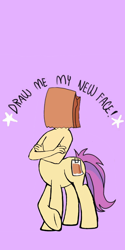Size: 1080x2160 | Tagged: safe, artist:calebtyink, artist:paperbagpony, oc, oc:paper bag, species:anthro, species:centaur, species:earth pony, species:pony, base, draw me my new face, exploitable meme, female, mare, meme, ponytaur, ponytaur universe, taur, template, you can't tell in that ponytaur with a bag on it's head
