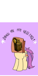 Size: 1080x2160 | Tagged: safe, artist:calebtyink, artist:paperbagpony, oc, oc:paper bag, species:earth pony, species:pony, bendy and the ink machine, draw me my new face, exploitable meme, female, flashlight (object), meme, paper bag