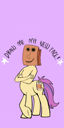 Size: 1080x2160 | Tagged: safe, artist:calebtyink, artist:paperbagpony, oc, oc:paper bag, species:anthro, species:centaur, species:earth pony, species:pony, draw me my new face, exploitable meme, meme, ponytaur, ponytaur universe, taur