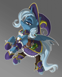 Size: 1280x1575 | Tagged: safe, artist:dstears, edit, character:trixie, species:pony, species:unicorn, bat wings, clothing, digital art, female, gradient background, halloween, hat, holiday, mare, nightmare night, outline, skirt, solo, wings, witch hat