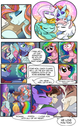 Size: 1800x2928 | Tagged: safe, artist:candyclumsy, commissioner:bigonionbean, writer:bigonionbean, character:fleur-de-lis, character:lightning dust, character:nurse redheart, character:sassy saddles, oc, oc:aerial agriculture, oc:candy clumsy, oc:earthing elements, oc:king speedy hooves, oc:princess healing glory, oc:queen galaxia, oc:tommy the human, species:alicorn, species:earth pony, species:human, species:pegasus, species:pony, species:unicorn, comic:sick days, alicorn oc, alicorn princess, aunt and nephew, bed, bedroom, book, canterlot castle, child, comic, crying, dialogue, family, father and child, father and son, female, fusion, fusion: princess healing glory, fusion:aerial agriculture, fusion:earthing elements, fusion:king speedy hooves, fusion:queen galaxia, grandparents, hug, human oc, husband and wife, kissing, levitation, licking, magic, male, mother and child, mother and son, nuzzles, recovering, semi-grimdark series, sleeping, spectacles, telekinesis, tongue out, writing