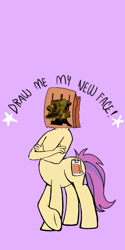 Size: 1080x2160 | Tagged: safe, artist:calebtyink, artist:paperbagpony, oc, oc:paper bag, species:anthro, species:centaur, species:earth pony, species:pony, bendy and the ink machine, draw me my new face, exploitable meme, ink machine, meme, ponytaur, ponytaur universe, taur