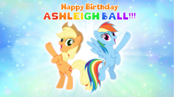 Size: 5361x3008 | Tagged: safe, artist:andoanimalia, character:applejack, character:rainbow dash, species:earth pony, species:pegasus, species:pony, applejack's hat, ashleigh ball, clothing, cowboy hat, female, flying, hat, mare, rearing