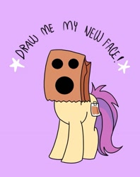 Size: 795x1005 | Tagged: safe, artist:paperbagpony, edit, oc, oc:paper bag, species:earth pony, species:pony, draw me my new face, exploitable meme, female, meme, paper bag, template