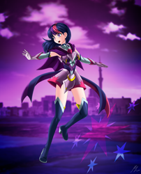 Size: 3354x4141 | Tagged: safe, alternate version, artist:mauroz, character:twilight sparkle, species:human, anime, anime style, armpits, battle suit, horn, horned humanization, humanized, magic