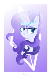 Size: 5072x7617 | Tagged: safe, artist:illumnious, part of a set, character:rarity, species:pony, species:unicorn, g5 leak, leak, bust, cutie mark eyes, eyeshadow, female, makeup, mare, part of a series, rarity (g5), solo, wingding eyes