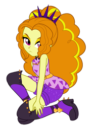 Size: 1024x1322 | Tagged: safe, artist:rileyav, character:adagio dazzle, my little pony:equestria girls, adoragio, boots, clothing, cute, female, looking at you, shoes, shorts, simple background, sleeveless, solo, spiked headband, transparent background, waistband