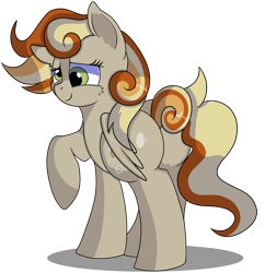 Size: 1280x1323 | Tagged: safe, artist:rainbowtashie, commissioner:bigonionbean, writer:bigonionbean, character:carrot top, character:derpy hooves, character:golden harvest, oc, oc:clumsy carrot, species:earth pony, species:pegasus, species:pony, butt, cute, cutie, cutie mark, female, flank, fusion, fusion:clumsy carrot, mare, plot, simple background, sultry pose, transparent background