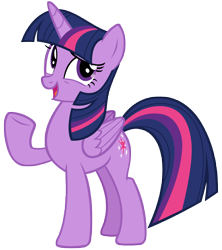 Size: 6036x6800 | Tagged: safe, artist:andoanimalia, character:twilight sparkle, character:twilight sparkle (alicorn), species:alicorn, species:pony, episode:a flurry of emotions, g4, my little pony: friendship is magic, female, folded wings, mare, open mouth, raised eyebrow, raised hoof, simple background, smiling, solo, transparent background, unsure, vector