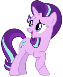 Size: 7050x8650 | Tagged: safe, artist:andoanimalia, character:starlight glimmer, species:pony, species:unicorn, episode:the beginning of the end, g4, my little pony: friendship is magic, absurd resolution, cutie mark, female, hair flip, mare, open mouth, raised hoof, simple background, smiling, solo, transparent background