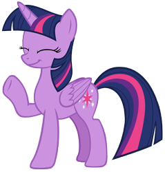 Size: 7553x7900 | Tagged: safe, artist:andoanimalia, character:twilight sparkle, character:twilight sparkle (alicorn), species:alicorn, species:pony, episode:sparkle's seven, g4, my little pony: friendship is magic, absurd resolution, cute, eyes closed, female, mare, raised hoof, simple background, solo, transparent background, twiabetes, vector, waving
