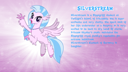 Size: 1280x719 | Tagged: safe, artist:andoanimalia, character:silverstream, species:classical hippogriff, species:hippogriff, bio, cute, diastreamies, female, solo, text