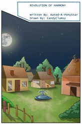 Size: 1280x1949 | Tagged: safe, artist:candyclumsy, comic:revolution of harmony, fountain, house, moon, no pony, tree