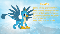Size: 1280x719 | Tagged: safe, artist:andoanimalia, character:gallus, bio, cute, gallabetes