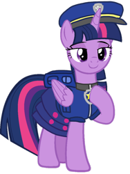 Size: 810x1080 | Tagged: safe, artist:andoanimalia, artist:徐詩珮, edit, character:twilight sparkle, character:twilight sparkle (alicorn), species:alicorn, species:pony, series:sprglitemplight diary, series:sprglitemplight life jacket days, series:springshadowdrops diary, series:springshadowdrops life jacket days, alternate universe, chase (paw patrol), clothing, female, hoof on chest, lidded eyes, mare, paw patrol, simple background, smiling, solo, transparent background, vector edit