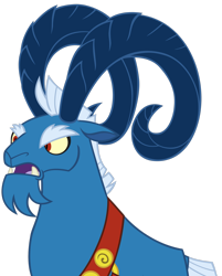 Size: 1280x1594 | Tagged: safe, artist:andoanimalia, character:grogar, species:ram, species:sheep, episode:frenemies, g4, my little pony: friendship is magic, angry, antagonist, beard, collar, eyebrows, facial hair, fangs, horns, male, open mouth, simple background, transparent background, vector