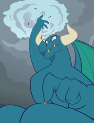 Size: 850x1100 | Tagged: safe, artist:queencold, character:dragon lord torch, oc, oc:sconce, species:dragon, abuse, baby, baby dragon, baby torch, cloud, dark comedy, dragoness, female, male, mother and child, mother and son, spanking, younger