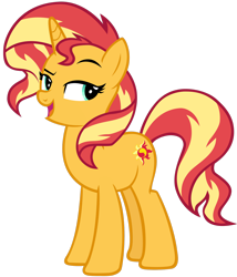 Size: 1280x1495 | Tagged: safe, artist:andoanimalia, character:sunset shimmer, species:pony, species:unicorn, equestria girls:forgotten friendship, g4, my little pony: equestria girls, my little pony:equestria girls, cute, female, open mouth, shimmerbetes, simple background, smugset shimmer, solo, transparent background, vector